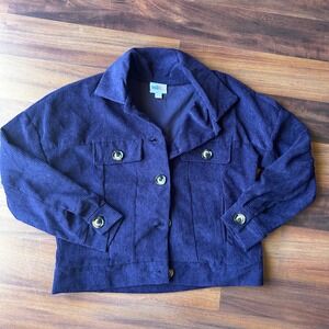 Lularoe Corduroy Jacket XXS Womens Navy Blue‎ Long Sleeve Button Front Pockets